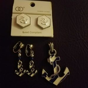 Anchor pendant and earrings
